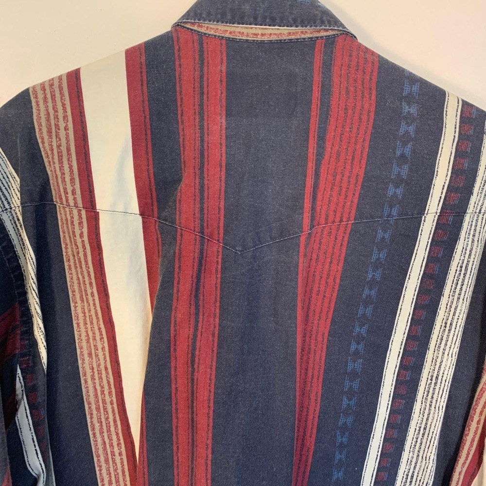 Wrangler X-Long Tails Western Shirt Mens 16.5x36 Striped Long Sleeve~Large Tall - Picture 9 of 12
